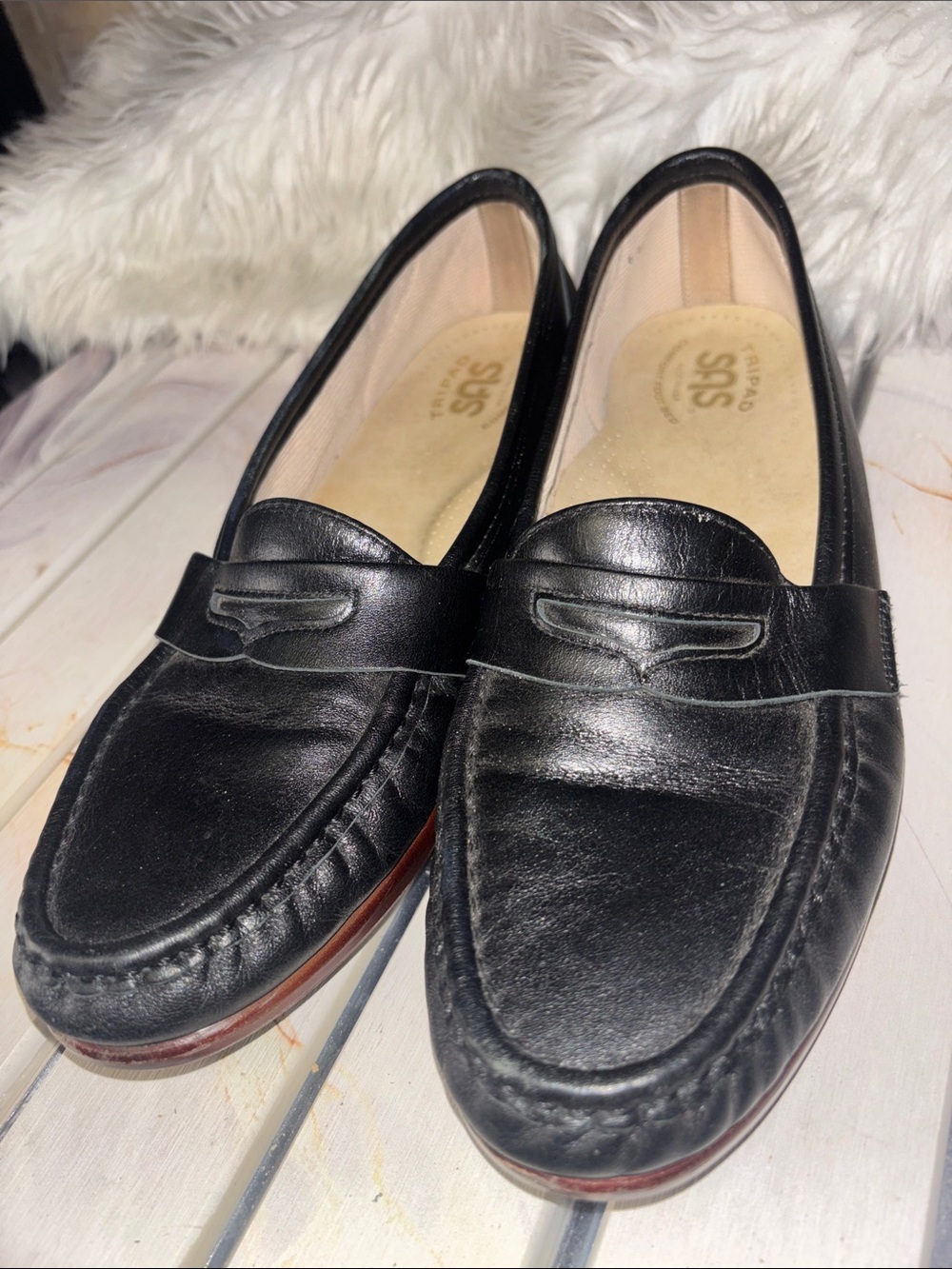 SAS Tripad Black Leather Penny Loafers Slip On Women’s Size size 9